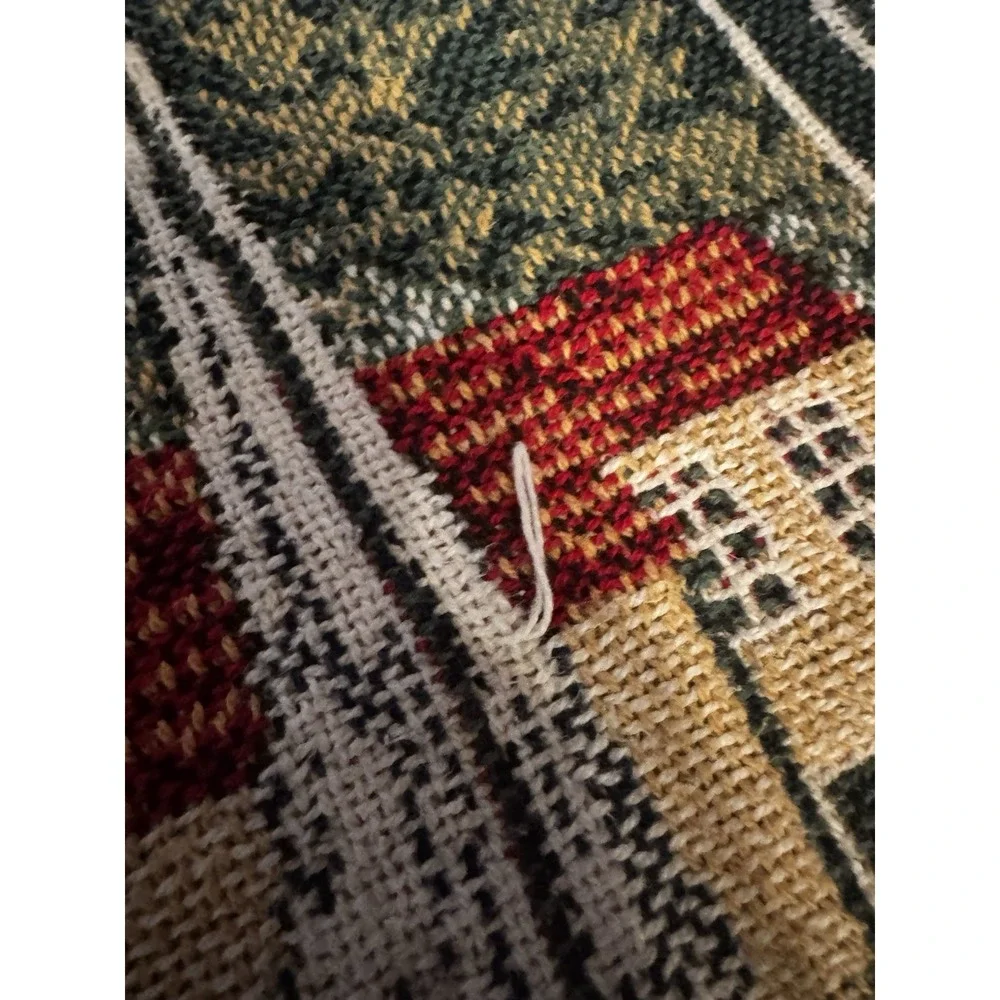 Vintage Tapestry Lake‎ Sailboat Birds Harbor Fringe Lap Blanket Throw Outdoors